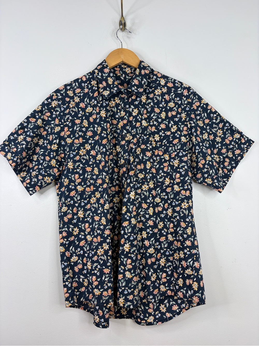 Vintage Tilley Blouse Women XL Blue Floral Cotton Short Sleeve Liberty of London